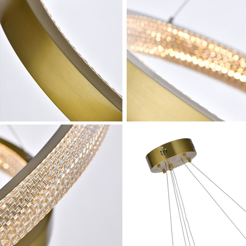 Fissature per illuminazione lampadario multi-testa lampada lampadario moderno ad anello con tonalità acrilica chiara