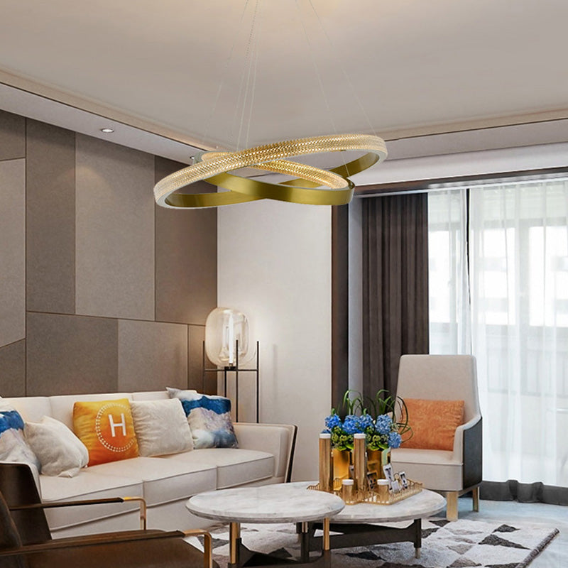 Fissature per illuminazione lampadario multi-testa lampada lampadario moderno ad anello con tonalità acrilica chiara