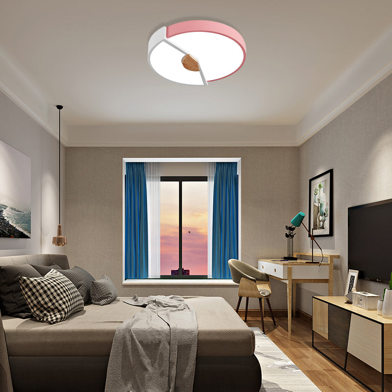 Lámpara empotrada redonda con empalme metálico, LED moderno integrado, lámpara montada en techo negra/rosa/amarilla, 12 "/ 16"/19,5 "de ancho