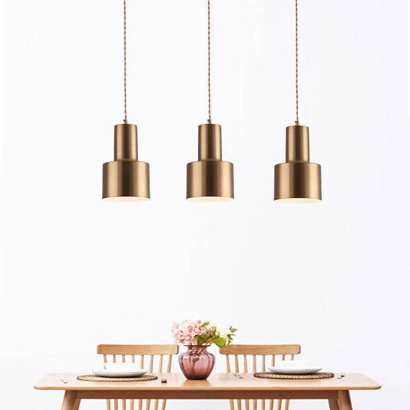 Modern Shaded Hanging Pendant Light Metal Dinning Room Suspended Lighting Fixture in Gold
