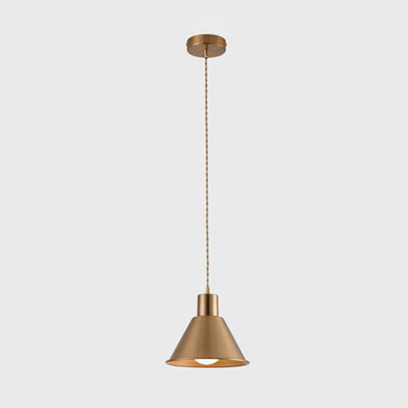 Modern Shaded Hanging Pendant Light Metal Dinning Room Suspended Lighting Fixture in Gold
