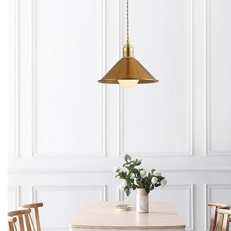 Modern Shaded Hanging Pendant Light Metal Dinning Room Suspended Lighting Fixture in Gold