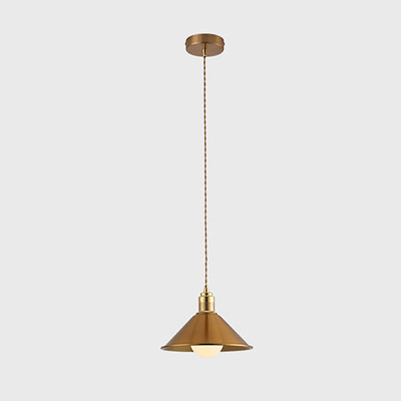 Modern Shaded Hanging Pendant Light Metal Dinning Room Suspended Lighting Fixture in Gold