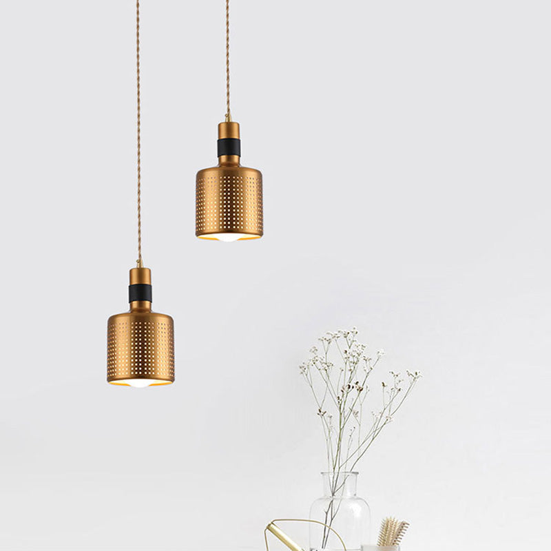 Modern Shaded Hanging Pendant Light Metal Dinning Room Suspended Lighting Fixture in Gold