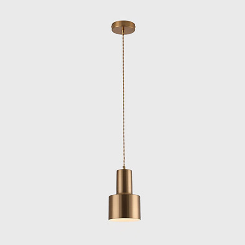 Modern Shaded Hanging Pendant Light Metal Dinning Room Suspended Lighting Fixture in Gold
