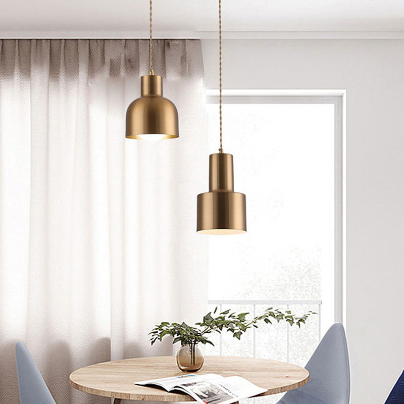 Modern Shaded Hanging Pendant Light Metal Dinning Room Suspended Lighting Fixture in Gold