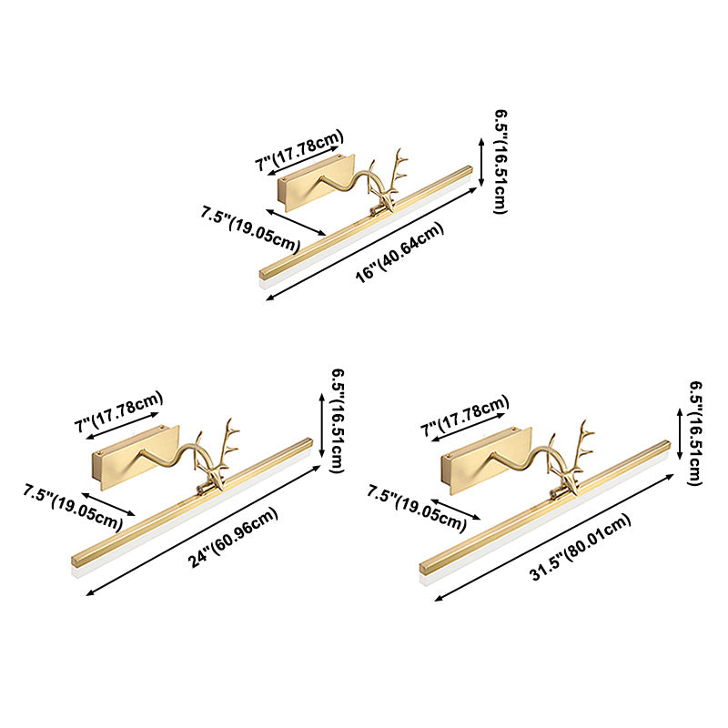 Contemporary Brass Mirror Lighting Fixture Wall Mounted Light Fixture for Bathroom Powder Room