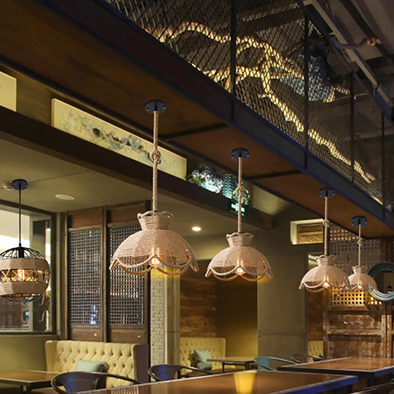 Stile industriale ombreggiata a sospensione Aibritura della corda a sospensione Lampada a sospensione in beige