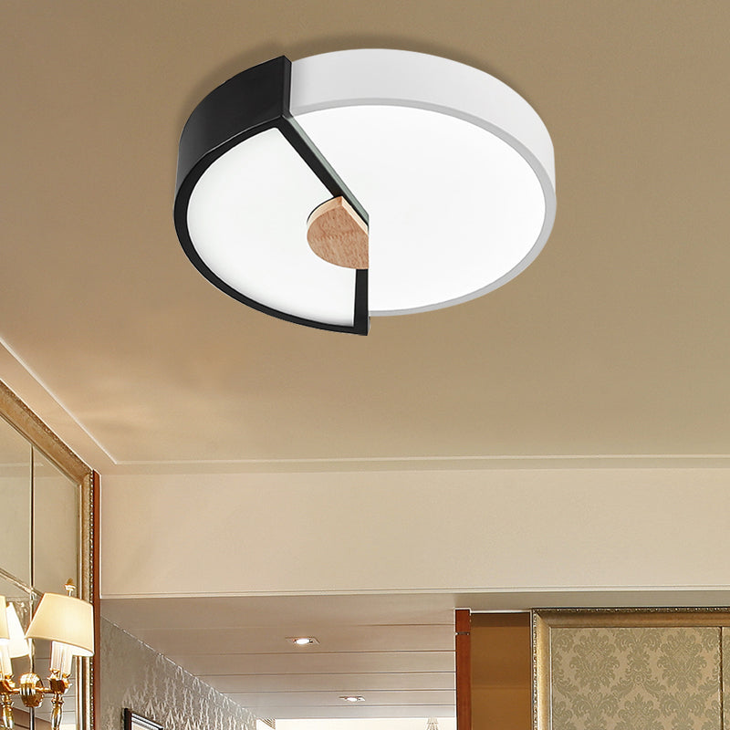 Lámpara empotrada redonda con empalme metálico, LED moderno integrado, lámpara montada en techo negra/rosa/amarilla, 12 "/ 16"/19,5 "de ancho