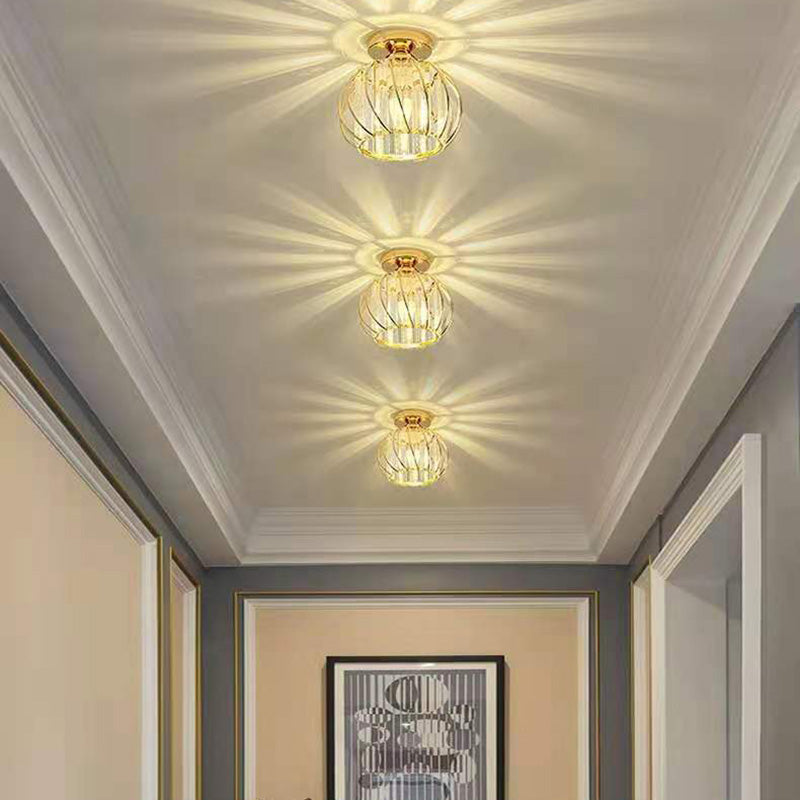 Crystal Globe plafondmontage lichtarmatuur Eenvoudige stijl plafondverlichting voor gangpad