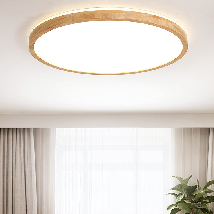 Round Flush Mount Lighting Fixtures Modern 1-Light Beige Flush Mount Lamp with Acrylic Shade