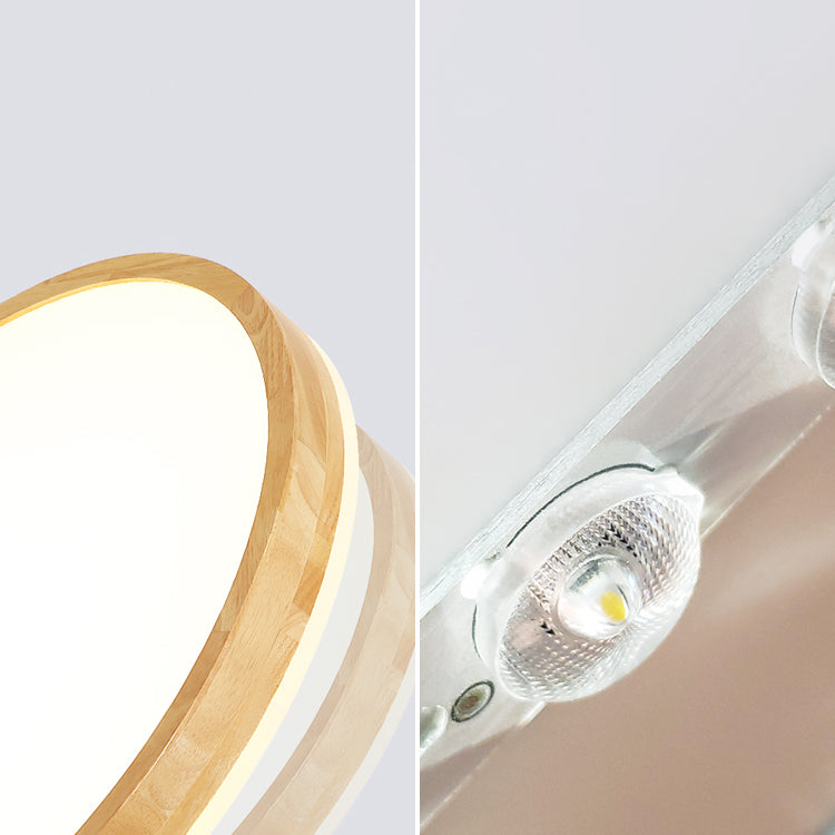 Round Flush Mount Lighting Fixtures Modern 1-Light Beige Flush Mount Lamp with Acrylic Shade