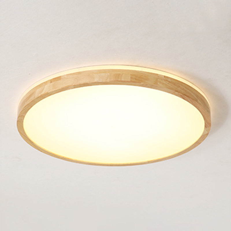 Round Flush Mount Lighting Fixtures Modern 1-Light Beige Flush Mount Lamp with Acrylic Shade