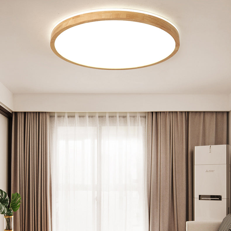 Round Flush Mount Lighting Fixtures Modern 1-Light Beige Flush Mount Lamp with Acrylic Shade