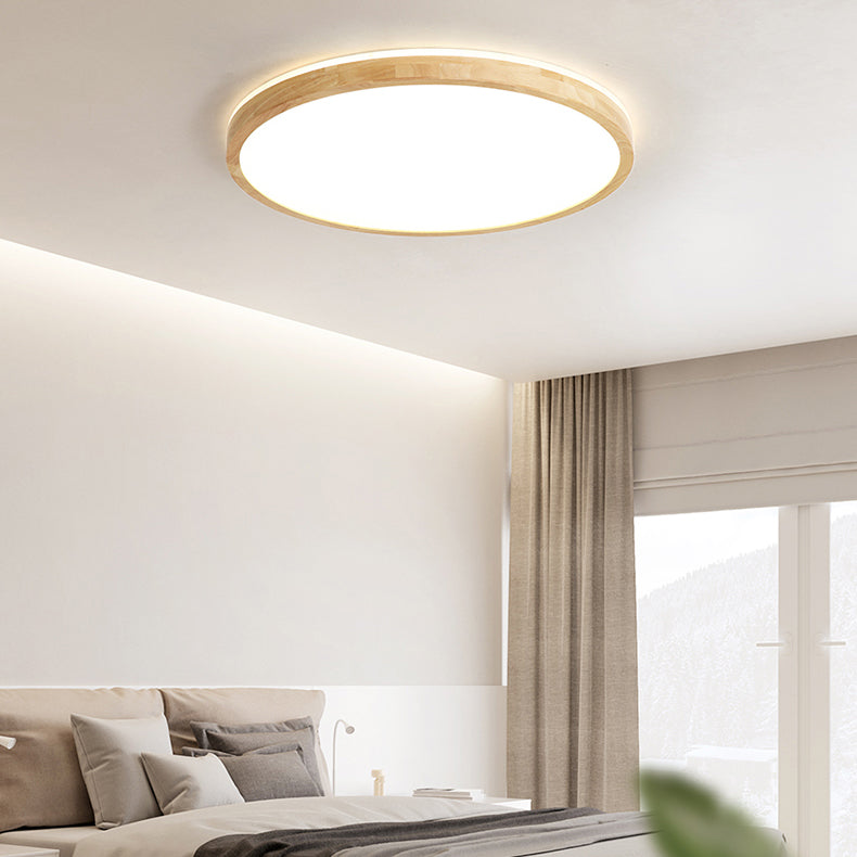 Round Flush Mount Lighting Fixtures Modern 1-Light Beige Flush Mount Lamp with Acrylic Shade