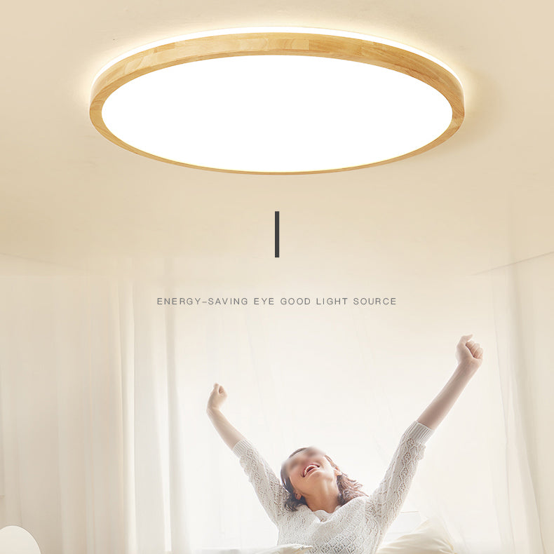 Round Flush Mount Lighting Fixtures Modern 1-Light Beige Flush Mount Lamp with Acrylic Shade