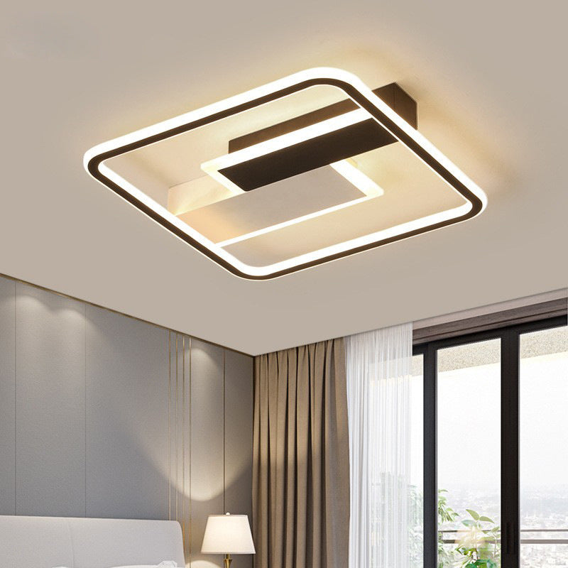 Plafonnier LED à géométrie métallique, luminaire décoratif créatif pour la maison, en noir et blanc