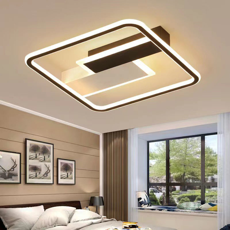 Plafonnier LED à géométrie métallique, luminaire décoratif créatif pour la maison, en noir et blanc