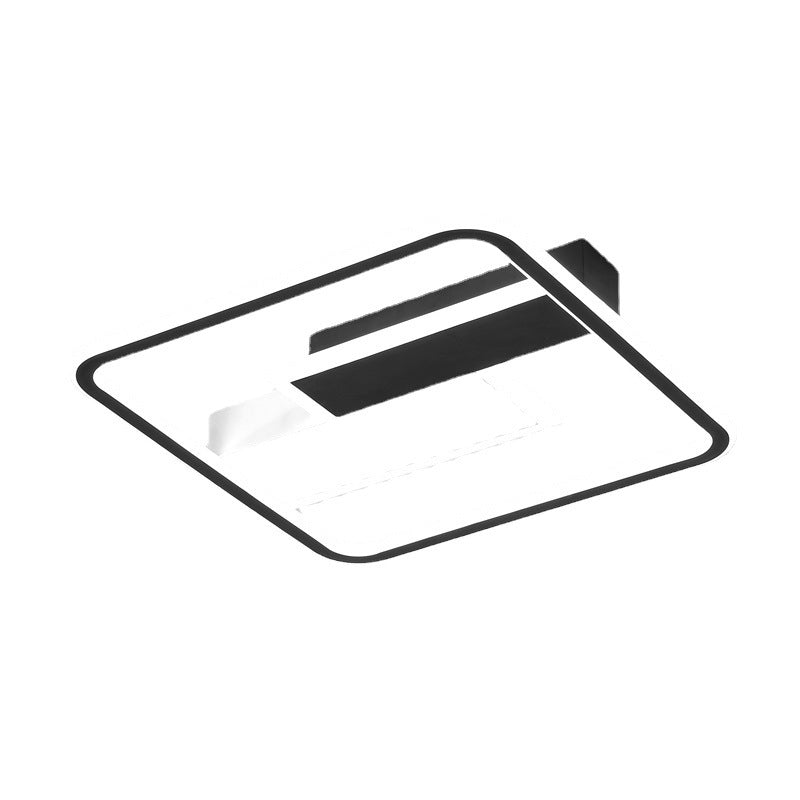 Plafonnier LED à géométrie métallique, luminaire décoratif créatif pour la maison, en noir et blanc