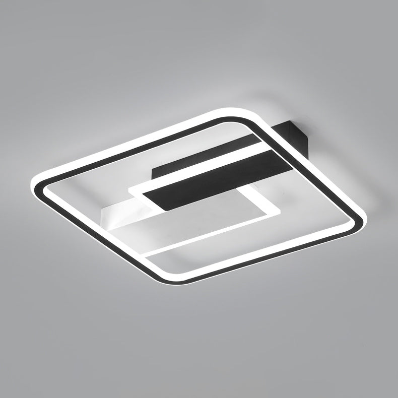 Plafonnier LED à géométrie métallique, luminaire décoratif créatif pour la maison, en noir et blanc