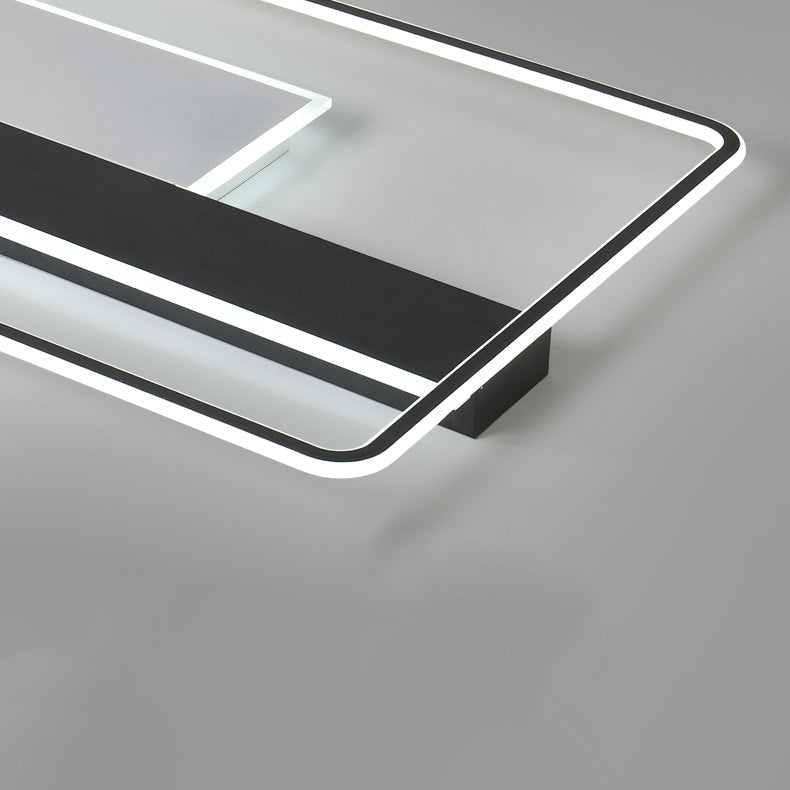 Plafonnier LED à géométrie métallique, luminaire décoratif créatif pour la maison, en noir et blanc