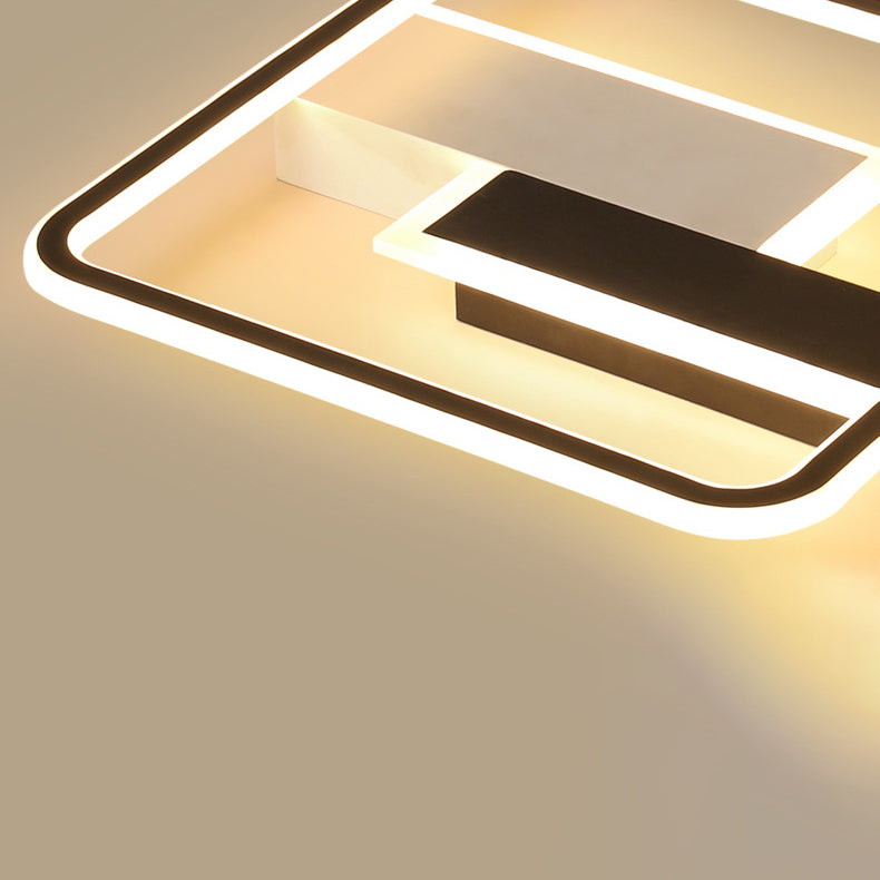 Plafonnier LED à géométrie métallique, luminaire décoratif créatif pour la maison, en noir et blanc