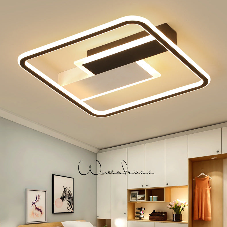 Plafonnier LED à géométrie métallique, luminaire décoratif créatif pour la maison, en noir et blanc