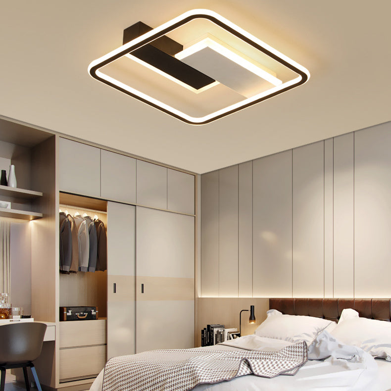 Plafonnier LED à géométrie métallique, luminaire décoratif créatif pour la maison, en noir et blanc