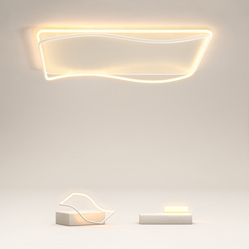 Plafonnier ombragé pour chambre à coucher, luminaire minimaliste à LED en métal, blanc