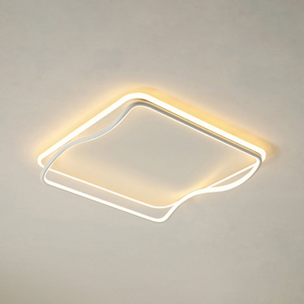 Plafonnier ombragé pour chambre à coucher, luminaire minimaliste à LED en métal, blanc