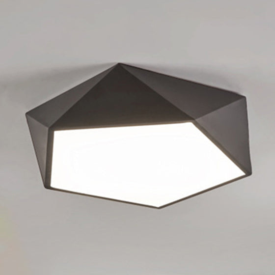 Plafonnier hexagonal en métal à montage encastré, luminaire LED simple à encastrer en noir