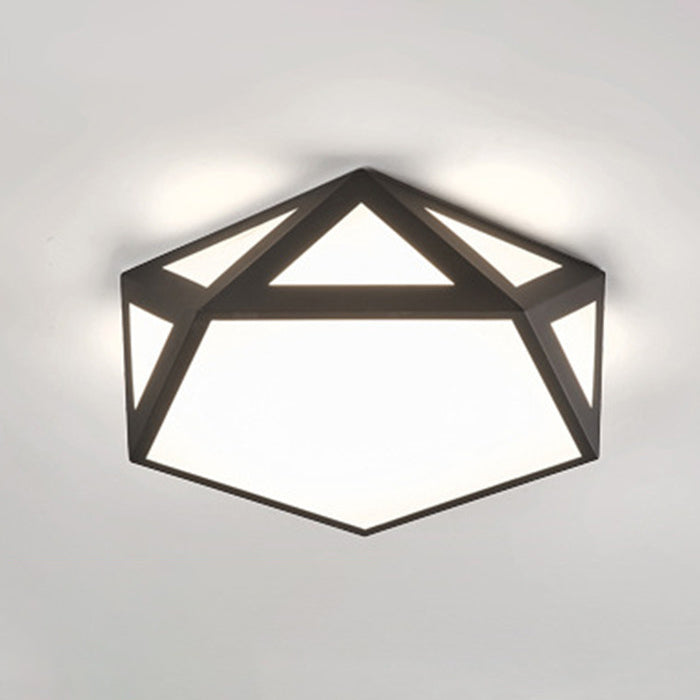 Plafonnier hexagonal en métal à montage encastré, luminaire LED simple à encastrer en noir