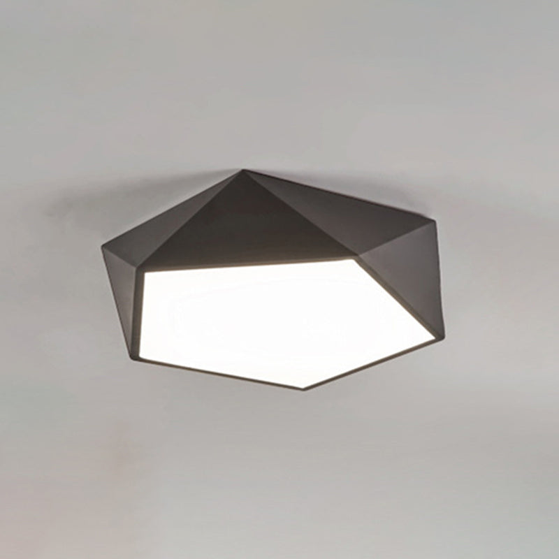 Plafonnier hexagonal en métal à montage encastré, luminaire LED simple à encastrer en noir