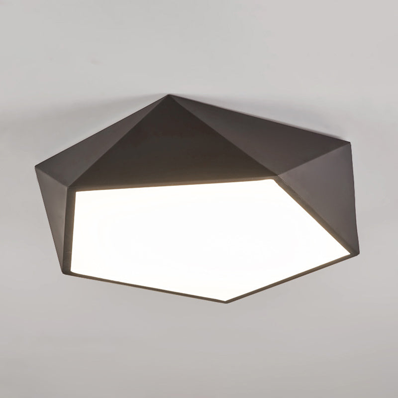 Plafonnier hexagonal en métal à montage encastré, luminaire LED simple à encastrer en noir