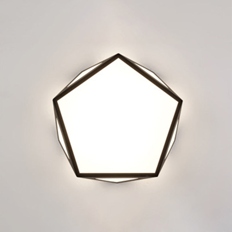 Plafonnier hexagonal en métal à montage encastré, luminaire LED simple à encastrer en noir