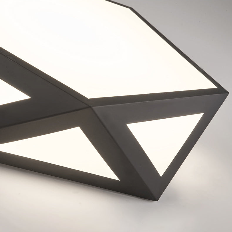 Plafonnier hexagonal en métal à montage encastré, luminaire LED simple à encastrer en noir