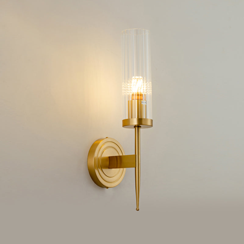 Luz de apliques de hierro con accesorios de iluminación de pared posmoderna de sombra transparente