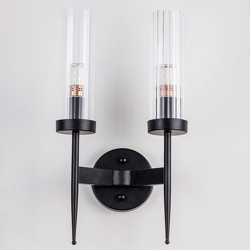 Luz de apliques de hierro con accesorios de iluminación de pared posmoderna de sombra transparente