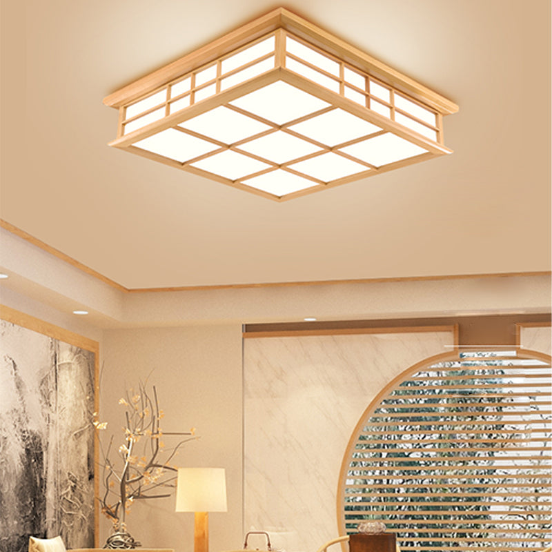 Luminaires encastrés carrés, lampe encastrée moderne beige avec abat-jour en acrylique