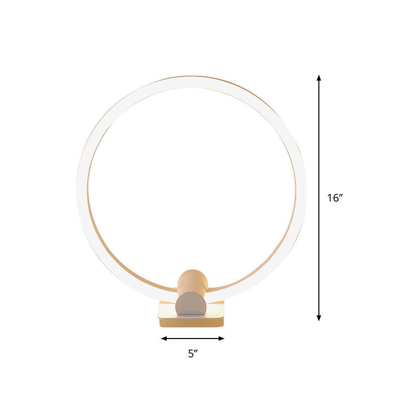 Led woonkamer bureau licht moderne witte taaklamp met cirkelvormige acryl tint in warm/wit licht