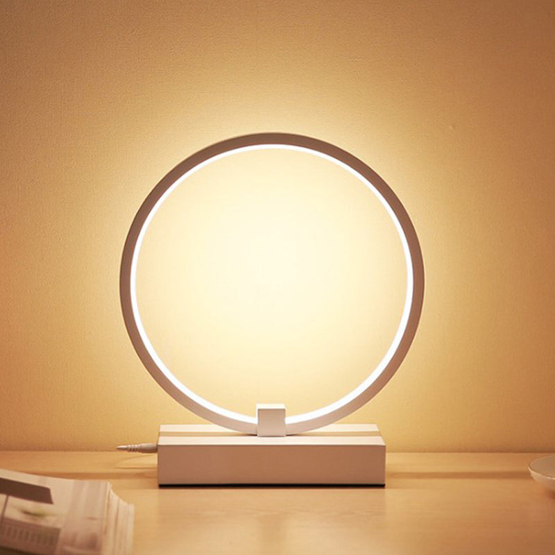 Lámpara de tarea LED contemporánea Lámpara de mesa redonda blanca/negra con tono acrílico, luz cálida/blanca