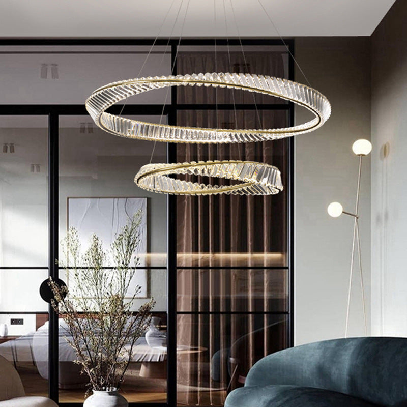 Multi-Tier Chandelier Light Fixture Modern Simplicity Crystal Pendant Lighting for Restaurant