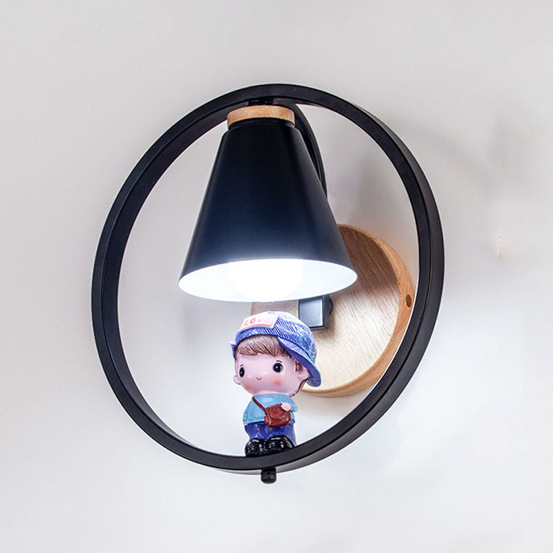 Lampada a parete conica Nordica Metal 1 testa da letto per bambini Montaggio montato sulla lettura con arredamento giocattolo