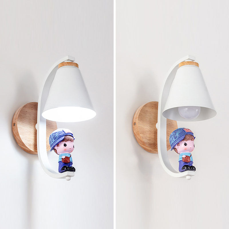 Lampada a parete conica Nordica Metal 1 testa da letto per bambini Montaggio montato sulla lettura con arredamento giocattolo
