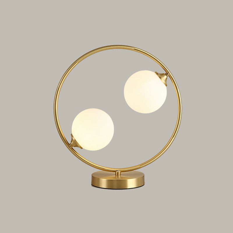 Postmodern Full Brass Glass Ball Desk Lamp for Bedroom Living Room Table Lamps