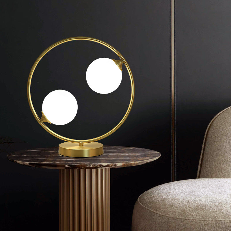 Postmodern Full Brass Glass Ball Desk Lamp for Bedroom Living Room Table Lamps