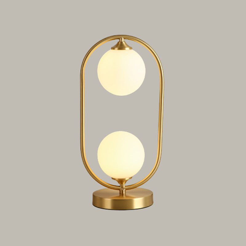 Postmodern Full Brass Glass Ball Desk Lamp for Bedroom Living Room Table Lamps