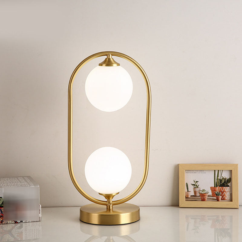 Postmodern Full Brass Glass Ball Desk Lamp for Bedroom Living Room Table Lamps