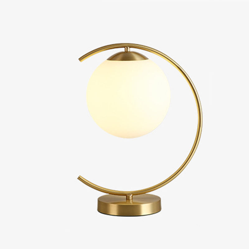 Postmodern Full Brass Glass Ball Desk Lamp for Bedroom Living Room Table Lamps