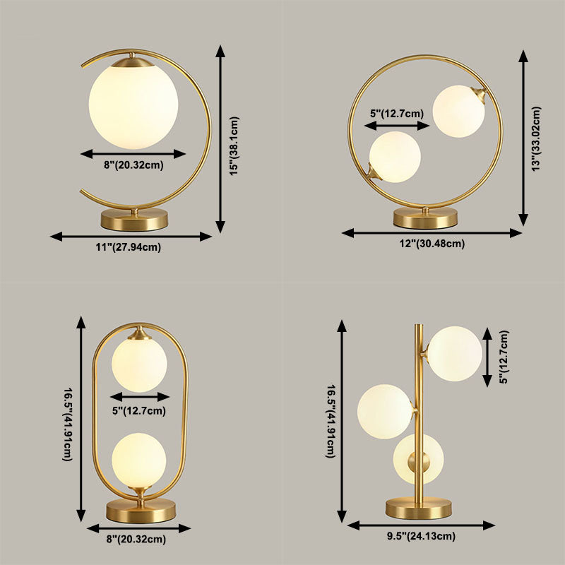 Postmodern Full Brass Glass Ball Desk Lamp for Bedroom Living Room Table Lamps